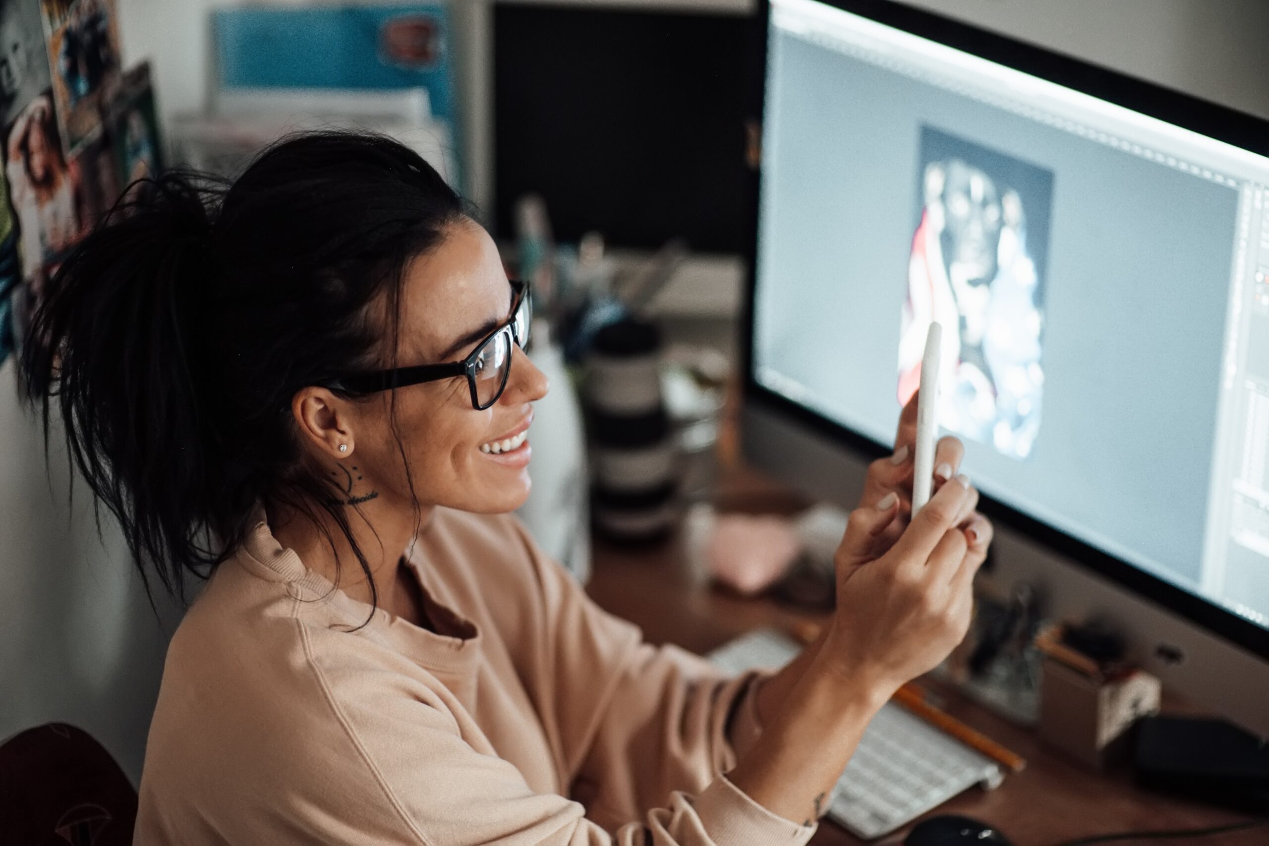 Woman using AI